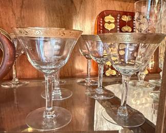Vintage TiffinFranciscan Rambler Rose Gold Encrusted Coupe Glasses