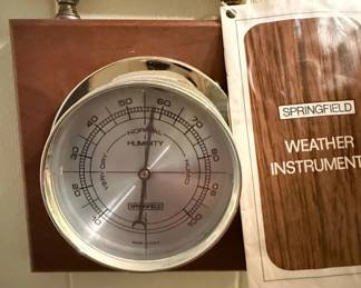 Vintage Springfield Gauge Weather Station Thermometer, Barometer, Hygrometer third image