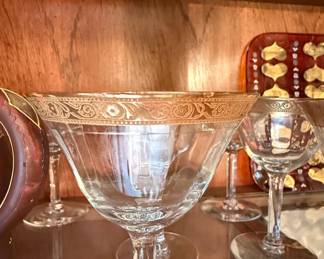 Vintage TiffinFranciscan Rambler Rose Gold Encrusted Coupe Glasses second image