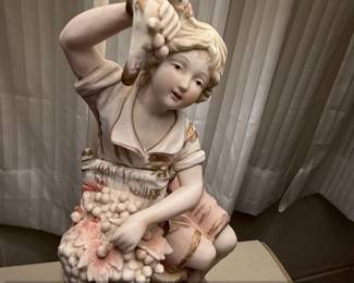 Vintage Porcelain Figural Table Lamp  Girl with Grapes  Andrea by Sadek second image