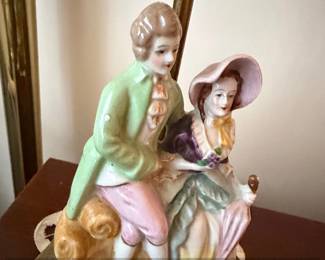 Vintage Porcelain Courting Couple Table Lamp  Made in Occupied Japan second image