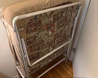 Vintage Torino Folding Guest Bed with MultiColored Ticking Mattress