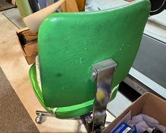 Vintage Green Vinyl Swivel Office Chair  MidCentury Modern second image