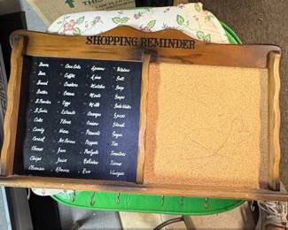 Vintage Wooden Market Minder Shopping Reminder Board with Cork Memo Board
