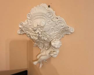 Pair of Vintage Ardalt Ceramic Cherub Wall Pockets second image