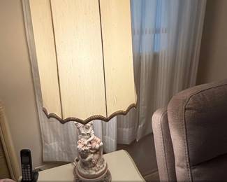 Vintage Porcelain Figural Table Lamp  Girl with Grapes  Andrea by Sadek