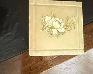 George Good Italian Alabaster Floral Trinket Box