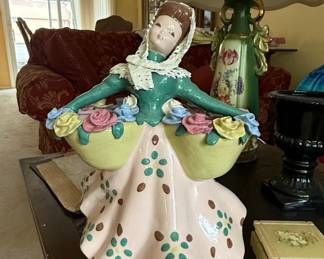 Vintage Kaye of Hollywood Ceramic Lady Figurine Planter
