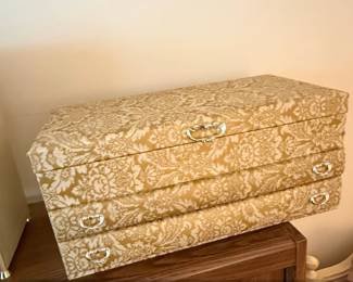 Vintage FabricCovered Drawer Jewelry Chest