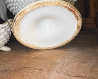 Vintage Fenton Milk Glass Hobnail Pedestal Bowl second image