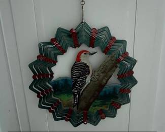 RedBellied Woodpecker Hanging Metal Wind Spinner