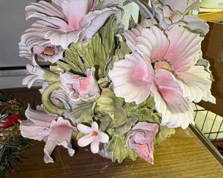 Capodimonte Style Porcelain Flower Basket