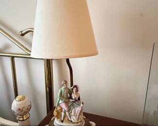 Vintage Porcelain Courting Couple Table Lamp  Made in Occupied Japan