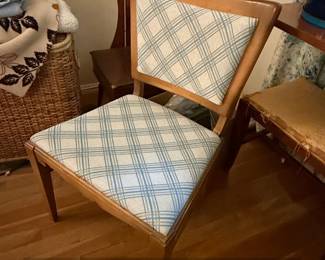 MidCentury Modern Side Chair with Plaid Upholstery