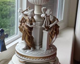 Vintage Capodimonte Style Porcelain Figural Muses Table Lamp second image