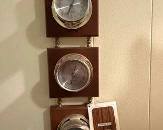 Vintage Springfield Gauge Weather Station Thermometer, Barometer, Hygrometer