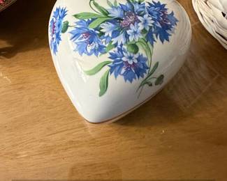 Hammersley Cornflower Blue Heart Shaped Trinket Box