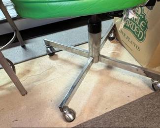Vintage Green Vinyl Swivel Office Chair  MidCentury Modern third image