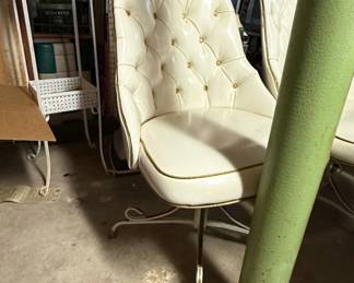 Vintage MidCentury Modern Tufted Vinyl Swivel Dining Chairs  Set of second image