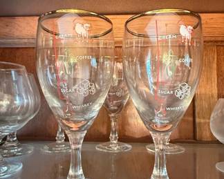 Vintage Irish Coffee Glasses with Cow Graphic and Recipe