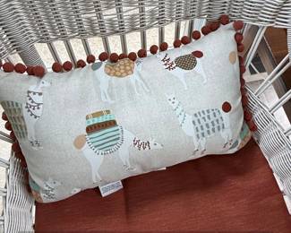 Hampton Bay Llama Print Decorative Throw Pillow with PomPom Trim