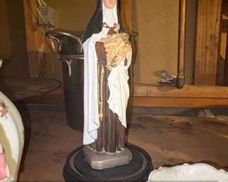 Vintage St. Thrse of Lisieux Little Flower Chalkware Statue