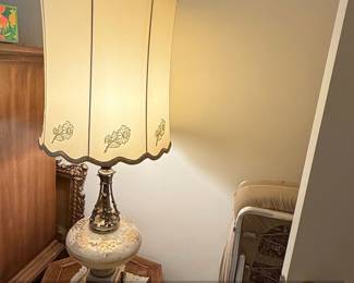 Vintage Carl Falkenstein Opalescent Glass and Gold Table Lamp