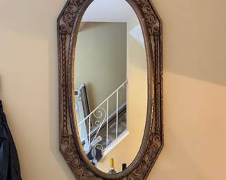 Vintage Syroco Octagonal Wall Mirror with Floral Scrollwork