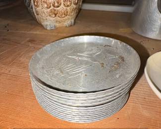 Vintage Embossed Aluminum Flying Geese Coasters  Everlast