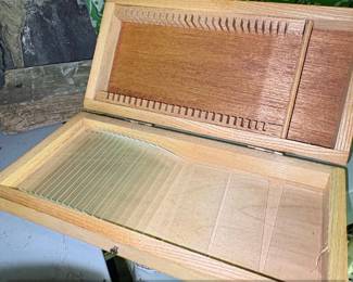 Vintage Japanese Microscope Slide Storage Box  Slides