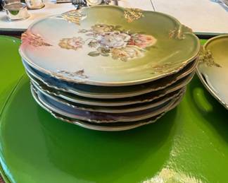Vintage J.B.N.Y. Bavaria Porcelain Floral Plates and Glass Salt Cellars third image