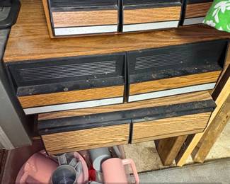 Vintage ss FauxWood Grain Plastic Cassette or VHS Storage Drawers