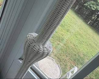Vintage White Wicker Floor Lamp with Dome Shade third image
