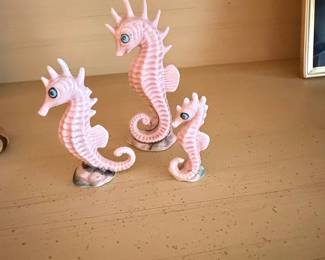 Vintage Ceramic Seahorse Figurine Set of
