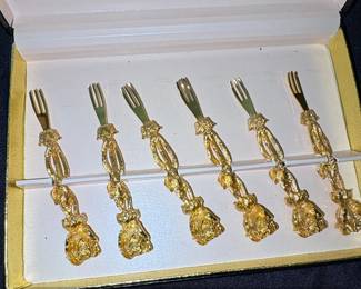 Janis Collection by Tancraft Kt Gold Plated Rose Cocktail Forks third image