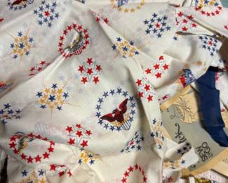 vintage american eagle fabric scraps blue stars