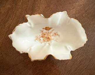 Limoges France Floral Leaf Shaped Trinket Dish