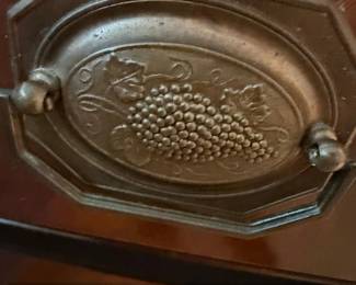Vintage Mahogany Bow Front Chest of Drawers with Grape Motif Hardware third image