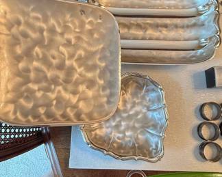 WMF Ikora Hammered SilverTone Serving Trays