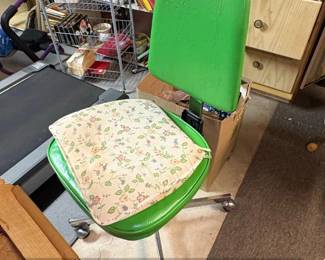 Vintage Green Vinyl Swivel Office Chair  MidCentury Modern