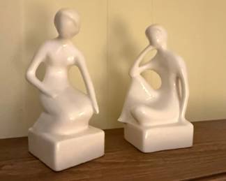 Royal Dux White Porcelain Seated Figures Set by Jitka Forejtova