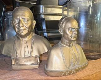 Vintage Pope John XXIII and Pope Paul VI GoldTone Busts