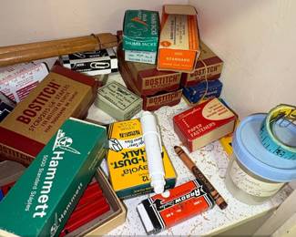 Vintage Office Supply Collection Staples, Fasteners, Tacks, Crayons  Stamps fourth image