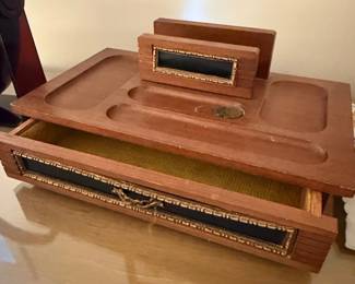 Vintage Wooden Valet Box with Drawer