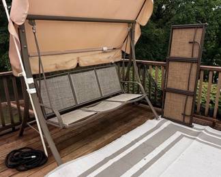 Person Outdoor Patio Canopy Swing with Adjustable Daybed Function