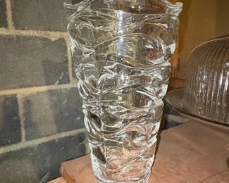 Mikasa Atlantic Crystal Vase Clear Wavy Pattern
