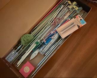 Assorted Vintage Knitting Needles and Craft Notions Lot including Susan Bates and Boye