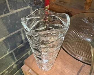 Mikasa Atlantic Crystal Vase Clear Wavy Pattern second image