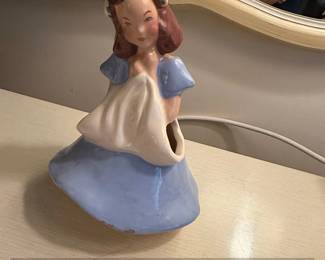 Vintage Jessie Grimes California Pottery Blue Dress Girl Planter