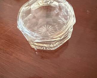 Vintage Cut Glass Salt Cellar with Starburst Base
